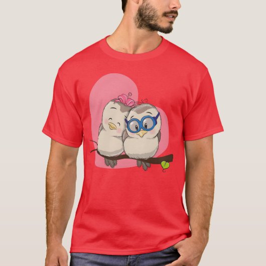 Vogelkoppel verliefd hart romc  boy t-shirt (Voorkant)