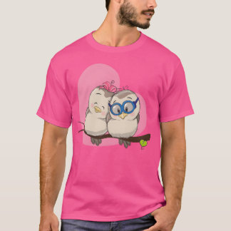 Vogelkoppel verliefd hart romc  t-shirt