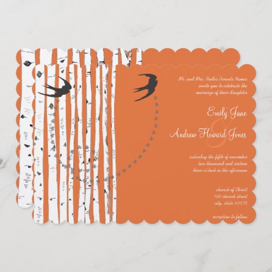  vogelkoraal - Roos - Vogelboom - uitnodiging (Voorkant / Achterkant)