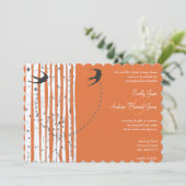 vogelkoraal - Roos - Vogelboom - uitnodiging (Staand voorkant)