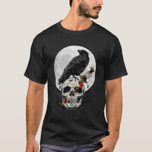 Vogelkraai schedel Maan Raven Gotisch T-shirt