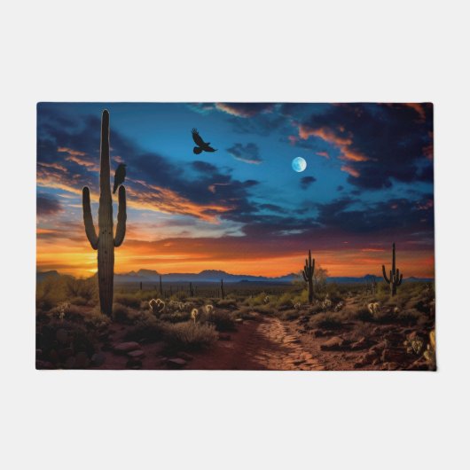 Vogelkraaien van het woestijnlandschap in het zuid deurmat (Voorkant)