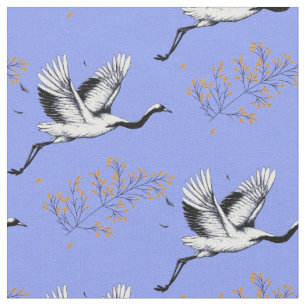 Vogelkranen Japans. Bijkantoren van planten. Blauw Stof