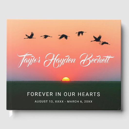 Vogelkudde bij de begrafenis van de Sunrise Memori Gastenboek (Voorkant)