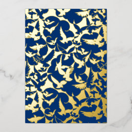 Vogelkudde in Navy Blue Folie Feestdagenkaart