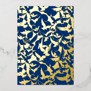 Vogelkudde in Navy Blue Folie Feestdagenkaart