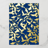 Vogelkudde in Navy Blue Folie Feestdagenkaart (Voorkant)