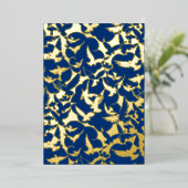 Vogelkudde in Navy Blue Folie Feestdagenkaart (Staand Voorkant)