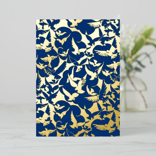 Vogelkudde in Navy Blue Folie Feestdagenkaart (Staand Voorkant)