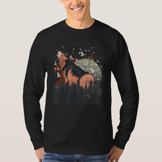Vogelkudde met volle maan roofdier Tr T-shirt (Voorkant)