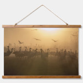 Vogelkudde van Cranes bij het Agamon HaHula, Israë Hangend Wandkleed (Voorkant)