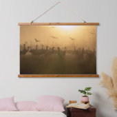 Vogelkudde van Cranes bij het Agamon HaHula, Israë Hangend Wandkleed (Slaapkamer)