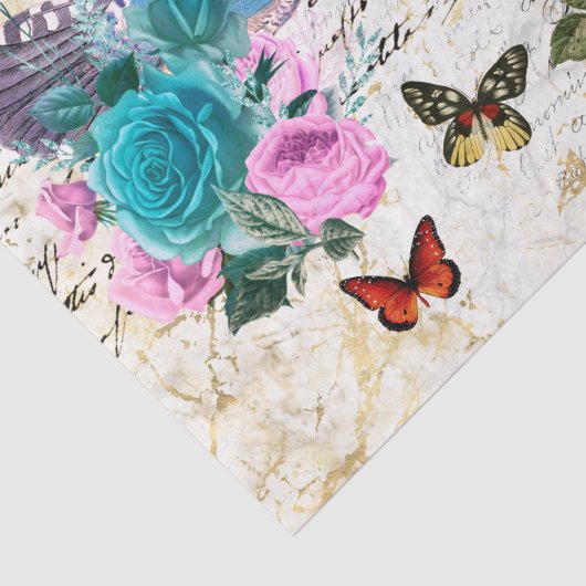 vogelkunst, bloem- en vlinderkunst, ontkoppeling tissuepapier (Detail)