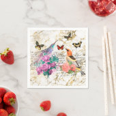 vogelkunst, bloemen oude letters loskoppelen servet (Insitu)