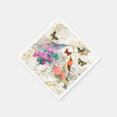 vogelkunst, bloemen oude letters loskoppelen servet (Hoek)