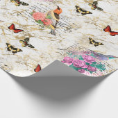  vogelkunst, bloemen, vlinders oude letters cadeaupapier (Hoek)