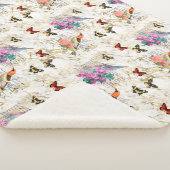  vogelkunst, bloemen, vlinders oude letters sherpa deken (3/4)