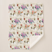  vogelkunst, bloemen, vlinders oude letters sherpa deken (Voorkant)