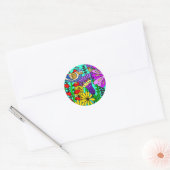 Vogelkunst en bloemen Folk Art Ronde Sticker (Envelop)
