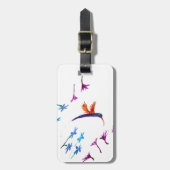 Vogelkunst Floral Hummingbird Custom Bagagelabel (Voorkant verticaal)