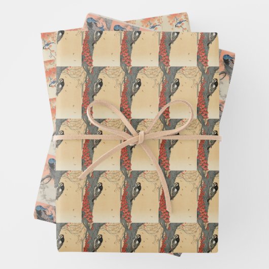  vogelkunst oranje inpakpapier vel (In situ)