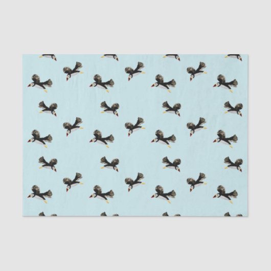 Vogelkunst vliegende Puffins Tissuepapier (Voorkant)