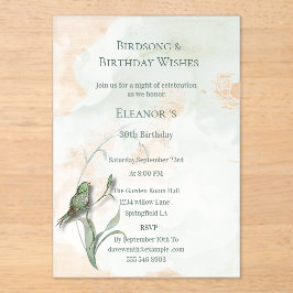 Vogelliedjes en beste wensen Acryl uitnodiging