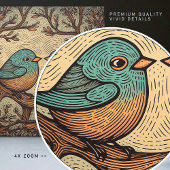 Vogelliefde  Gedempt Blauw Art Nouveau Tegeltje