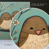 Vogelliefde  Gedempt Blauw Art Nouveau Tegeltje