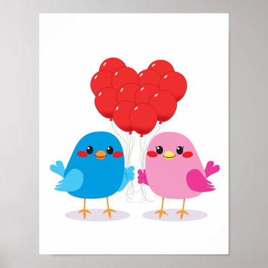 Vogelliefdeshemelballonnen Poster (Voorkant)