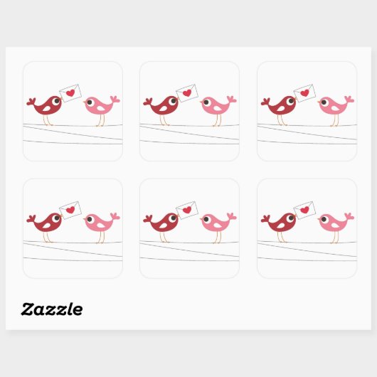 vogelliefdeskaart vierkante sticker (Vel)