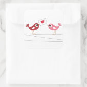 vogelliefdeskaart vierkante sticker (Tas)