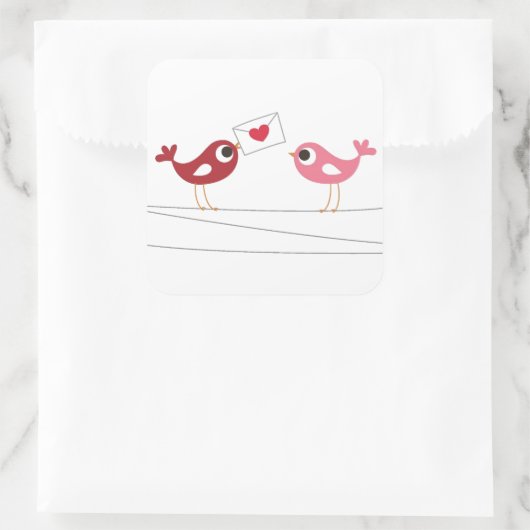 vogelliefdeskaart vierkante sticker (Tas)