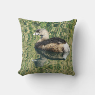 Vogelliefhebber Cute Grebe Water Reflection Natuur Kussen