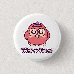Vogelliefhebber Halloween Schattige Uil Heks Ronde Button 3,2 Cm