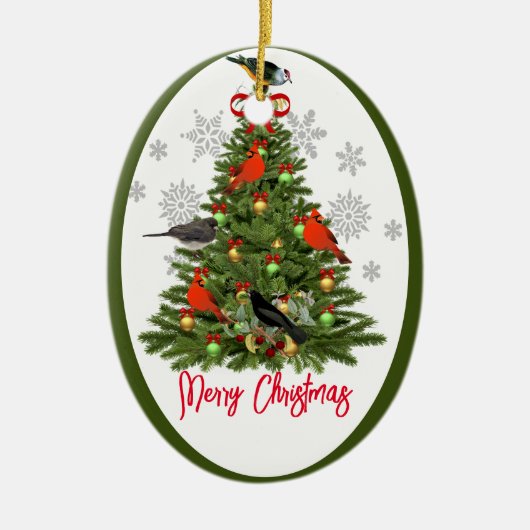 Vogelliefhebber Prettig Kerstfeest  Keramisch Ornament (Voorkant)