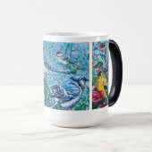 Vogelliefhebbers Blauwe Hand geschilderde kunst Magische Mok (Voorkant rechts)