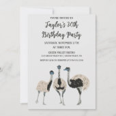 Vogelliefhebbers EMU thema verjaardagsfeestje Kaart (Voorkant)