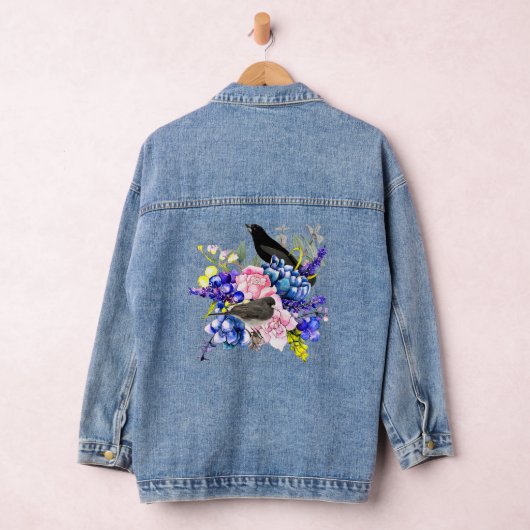 Vogelliefhebbers Floral Blackbird Denim Jacket (Hangar)