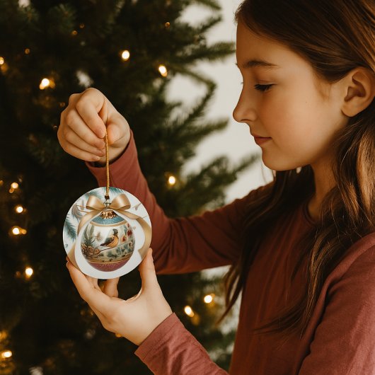 Vogelliefhebbers houden kerstversiering keramisch ornament