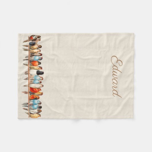 Vogellijn en duif fleece deken (Voorkant (Horizontaal))