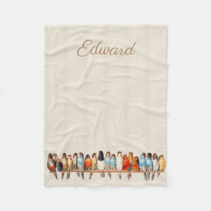 Vogellijn en duif fleece deken