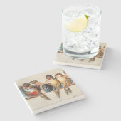 Vogellijn en duif stenen onderzetter (Zijkant)