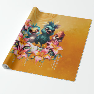 Vogelmagie in een zee van ​​bloemen, cadeaupapier