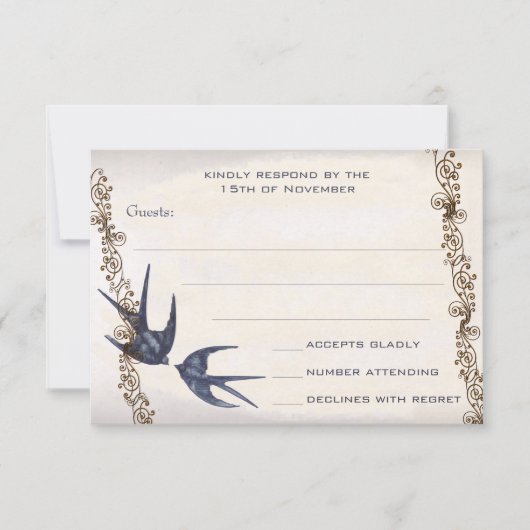  vogelmarine bruiloft RSVP (Voorkant)