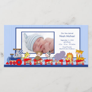 Vogelmededeling oerwouden Dieren Train Baby Boy Aankondiging