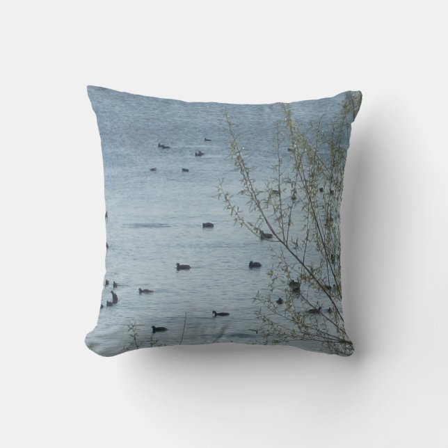 Vogelmeer "Welkom bij het meer" Pillow Kussen (Voorkant)