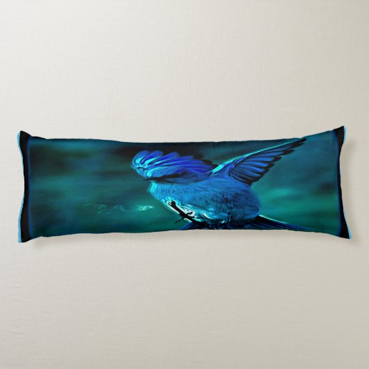 Vogelmodellen: Berg Bluebird 01-01 Lichaamskussen (Achterkant)