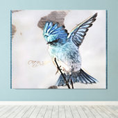 Vogelmodellen: Berg Bluebird 01-02 Canvas Afdruk (Insitu (Houten vloer))