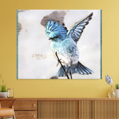 Vogelmodellen: Berg Bluebird 01-02 Canvas Afdruk (Insitu (Woonkamer))
